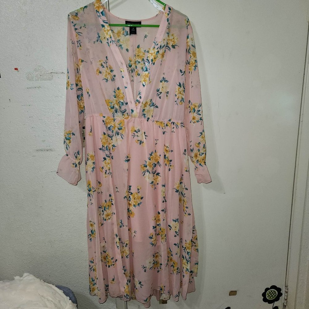 Flowy Pink Floral Dress